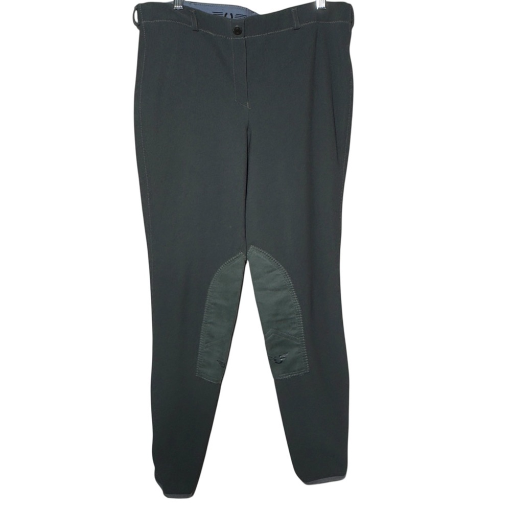 Equestrian Riding Breeches Pants L Size 32 Pull Ons Reinforced Patches Dark Gray